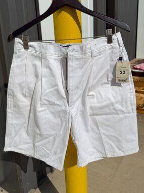 NWT Hunt Club JCPenney White Pleated Bermuda Shorts Size 32 Vintage Preppy